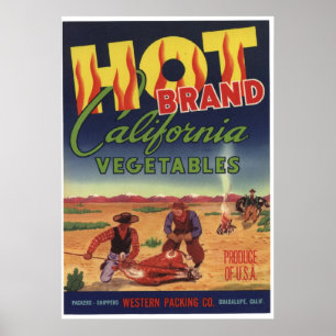 Poster Vintage Old California Vegables Crate Étiquettes