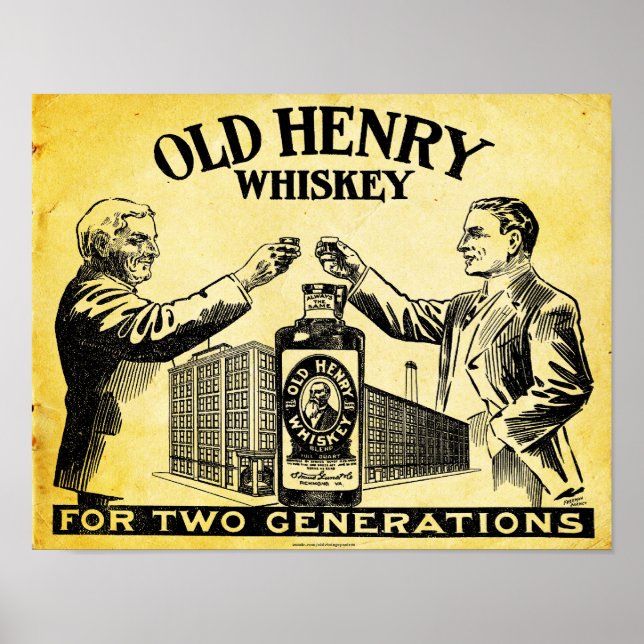 Poster vintage Old Henry Whiskey (Devant)