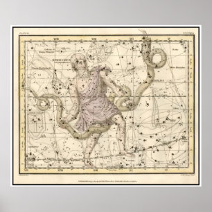 Poster Vintage Ophiuchus Constellation Zodiac Imprimer