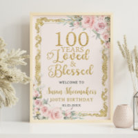 Vintage Or Blush Floral 100 ans aimés Bénéficié