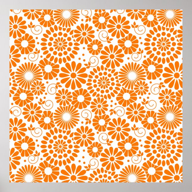 Poster vintage orange floral (Devant)