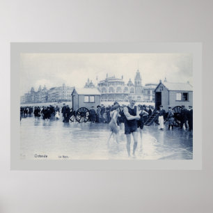 Poster Vintage Ostend Bathing Scene, standard size 36x24