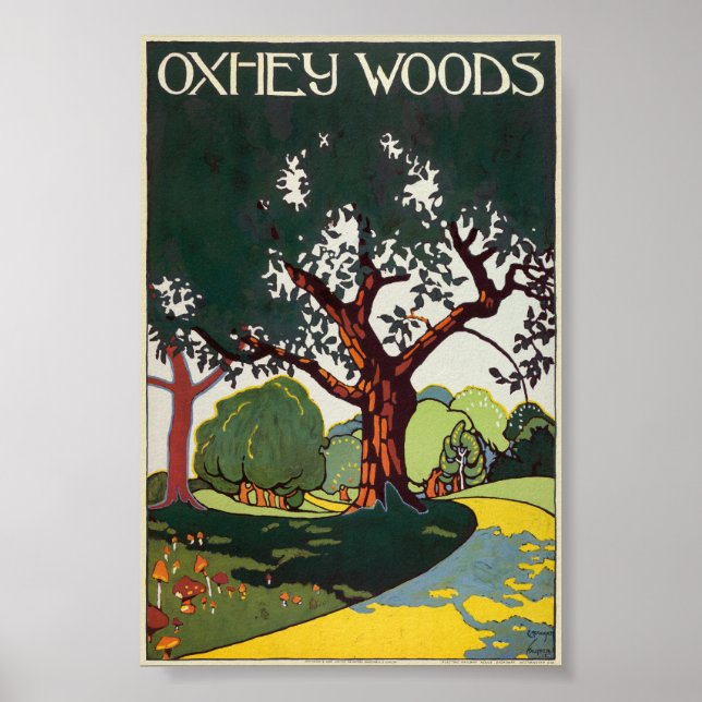 Poster vintage Oxhey Woods 1915 (Devant)
