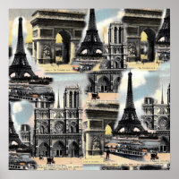 Vintage Paris Travel Collage Tour Eiffel