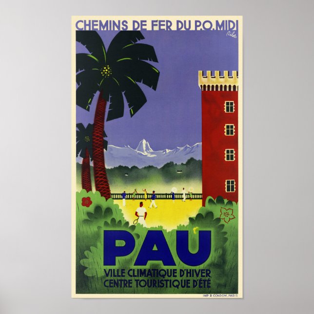 Poster vintage Pau France 1935 (Devant)