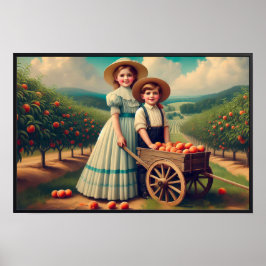 Poster vintage Peach Orchard Children