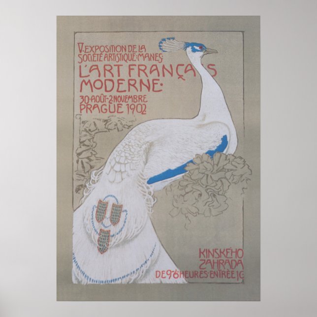 Poster vintage Peacock blanc (Devant)