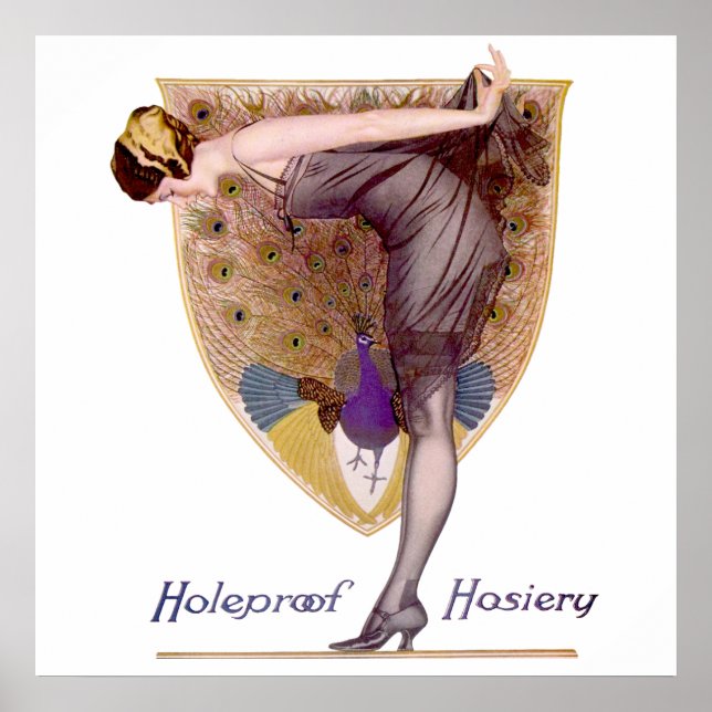 Poster Vintage Peacock Femme Flapper Plutôt (Devant)