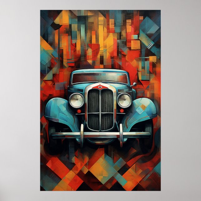 Poster Vintage peinture automobile Art Abstrait (Devant)