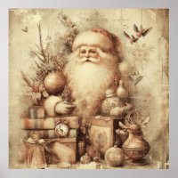 Vintage Père Noël Artwork. L'art sépia