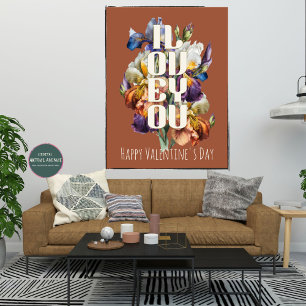 Poster Vintage Personnalisé Je t'aime Fleur Valentine