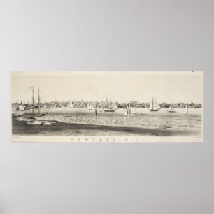 Poster Vintage Pictorial Map of Newport RI