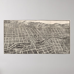 Poster Vintage Pictorial Map of Reno Nevada (1907)