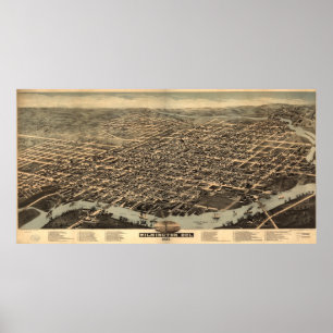 Poster Vintage Pictorial Map of Wilmington DE (1874)