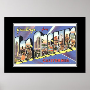 Poster Vintage Print Greetings Los Angeles