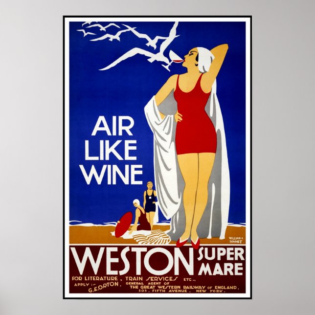 Poster vintage Print Weston Super Mare (Devant)