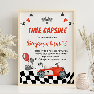Poster Vintage Race Car Party Anniversaire Heure Signal C