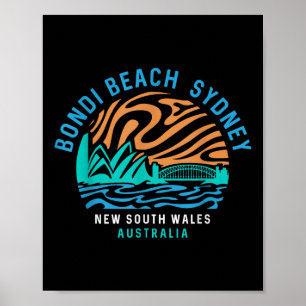 Poster Vintage Retro Bondi Beach Sydney Australie Surfer