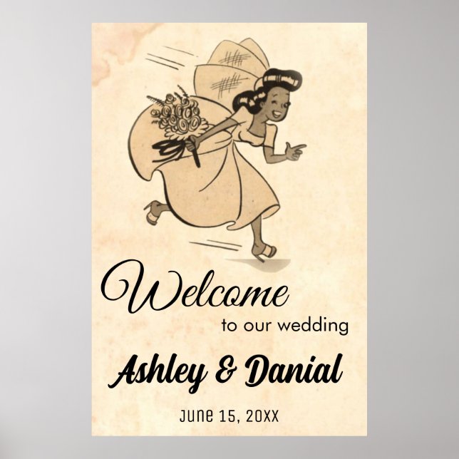 Poster Vintage Retro Bride Funny Classic Welcome Mariage (Devant)