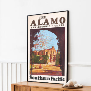 Poster Vintage Retro L'Alamo San Antonio Texas