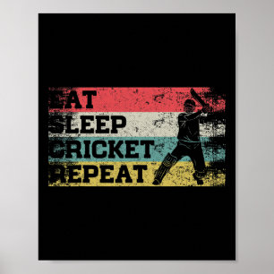 Poster Vintage Rétro Manger Dormir Cricket Répéter Drôle 