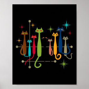 Poster Vintage Retro Mid-Century Moderne Look Chats les a