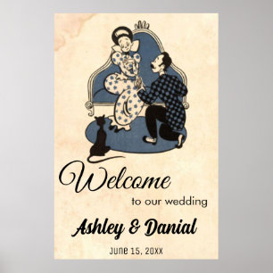 Poster Vintage Retro Romantique Proposition Vieux Mariage