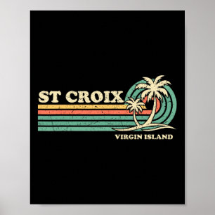Poster Vintage Rétro Vacances d'été Virgin Island St. Cr