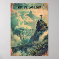 Vintage Rio de Janeiro Voyage Jésus Statue