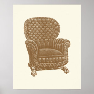 Poster Vintage Rocker Brown Chaise 1900s Meubles Cool