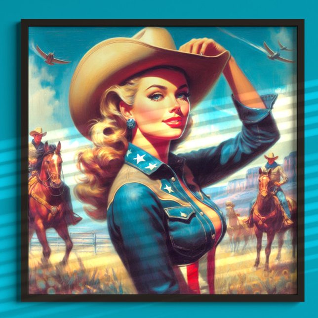 Poster Vintage Rodeo Pin-up (Créateur téléchargé)