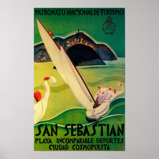Poster Vintage San Sebastian Europe (Devant)