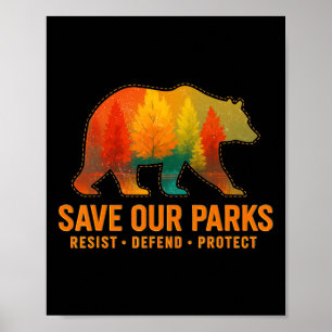 Poster Vintage Sauvegarder Nos Parcs Résister Protéger Pa