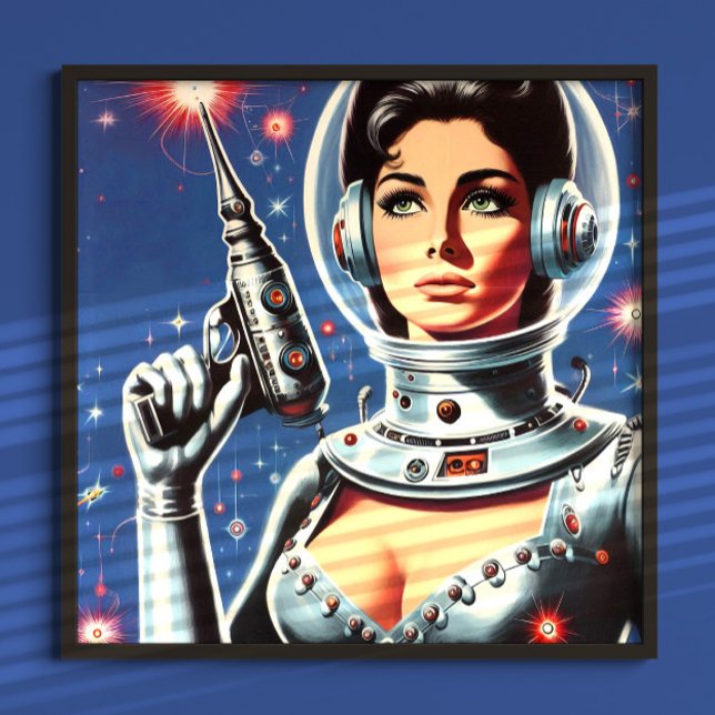 Poster Vintage Sci-fi Astronaut Girl (Créateur téléchargé)