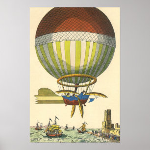 Poster Vintage Science Fiction Steampunk Hot Air Balloon