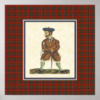 Vintage Scottish Highlander Peelans Tartan Border