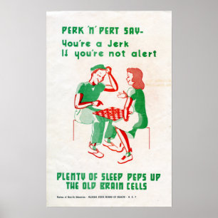 Poster Vintage Seconde Guerre mondiale Perk 'n Pert Check