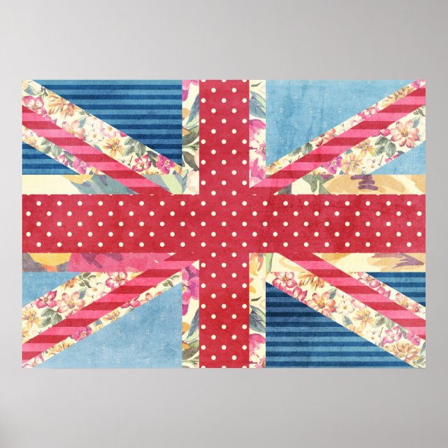 Poster Vintage Shabby Chic | Drapeau britannique (Devant)