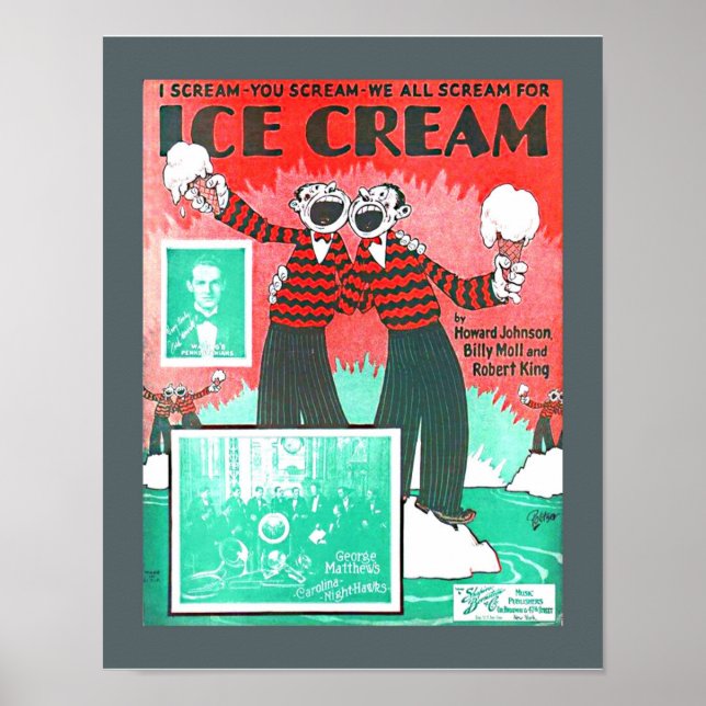 Poster Vintage Sheet Music Ice Cream Howard Johnson copie (Devant)