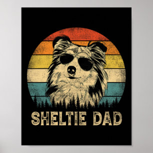 Poster Vintage Sheltie Papa Amoureux de les chiens Père &