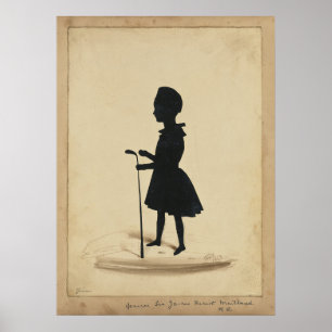 Poster Vintage silhouette de Golfer des années 1880 - Imp