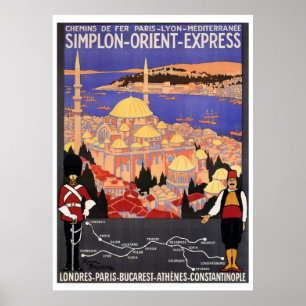 Poster Vintage Simplon Orient Express à Constantinople