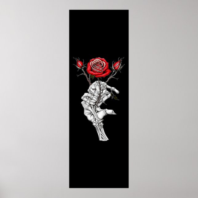 Poster Vintage Skeleton Rose Valentine (Devant)