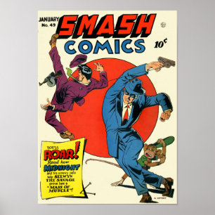 Poster Vintage Smash Comics Superhero Crime Fighter