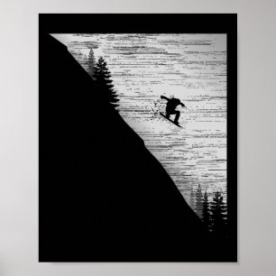 Poster Vintage Snowboard Hiver Sport Vacances Cadeau Mont