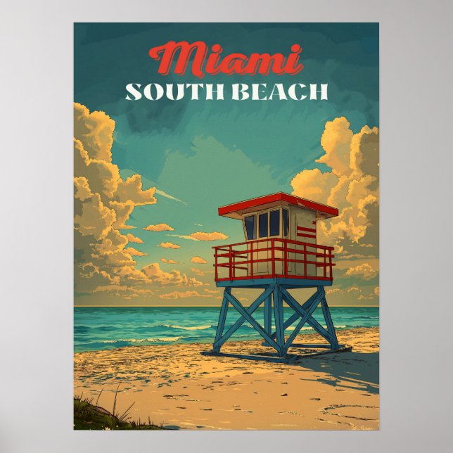 Poster Vintage South Beach Miami (Devant)