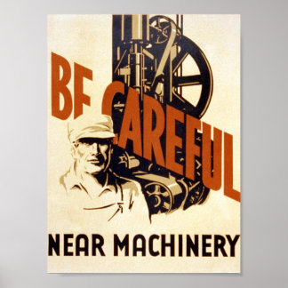 Poster vintage - Soyez prudent - Machines - CANVAS