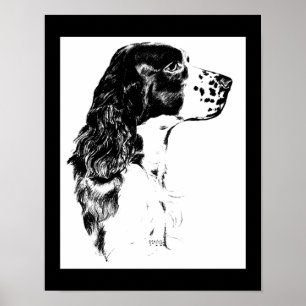 Poster vintage Spaniel Chien Black White Art