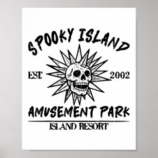 Poster Vintage Spooky Island Est 2002 Amusement Park Isla