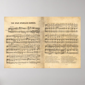 Poster Vintage Star Spanglisé Bannière Partition Lyrics